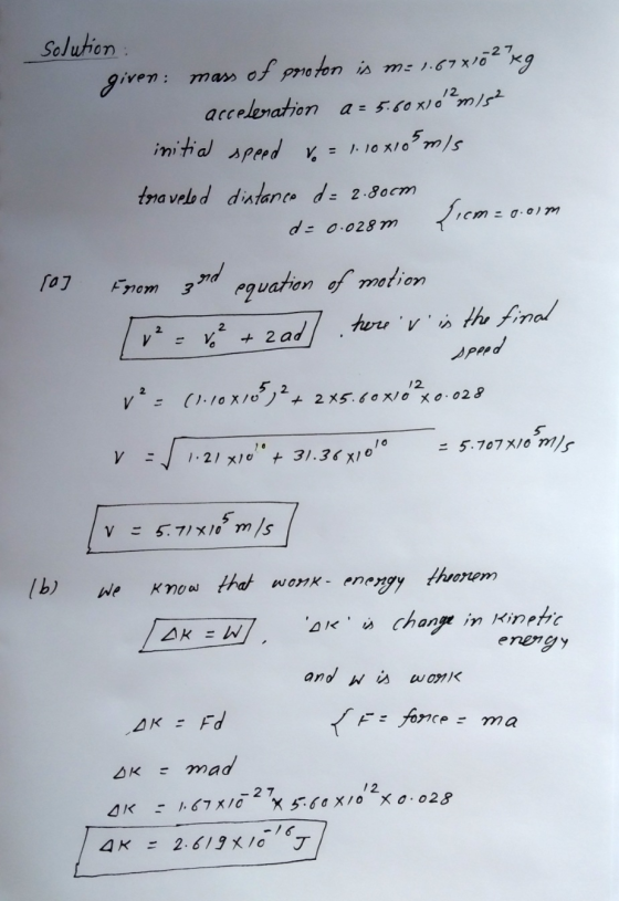 Solution -2 7 given: mass acceleration a = 50x0mls initial speed = xlo tnaveled distarn d 2.80cm Fnom eguation of metion hvrr