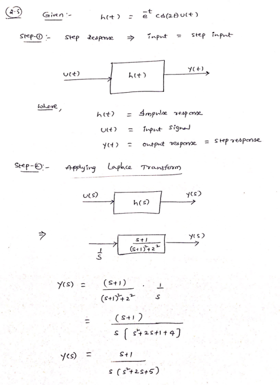 2-5 Given- input = step input UCt) YCt) hit) Step-eApplyivg kca Transform し(s) ycs) h(s) St I (St.) (s+0% 2 Y( S) =