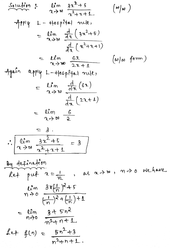 solution & lim 3x²+5 200 x²+x+1 ( مهامه ) Apple - Hospital nule, lim da ( 3x2+5) di (m+2+1) 9 62 lim &00 (16/00 form) 2x + 1