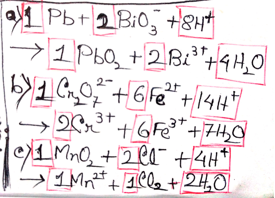 Зt а) РЬ 2Bi0, +8н1 21РЬО +2 Bi+4H, O БДС,9 + 6 + 14н +6*+74,0 e_M,0, +2део +Ан* Нам,*+ 100, + 2,0 + 1 -> 20, 3+