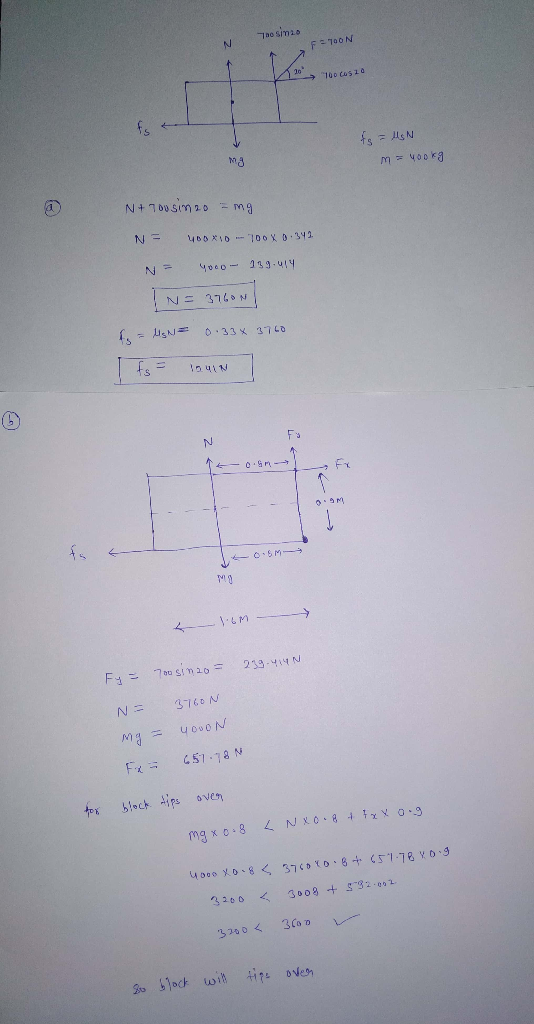 o SIM FTON 1 20 700 casio fg = MSN m = Vook N+ rousinzo = mg N = 400x10 - 100 x 0.342. yooo - 139.414 N = I N= 3760N f = US N