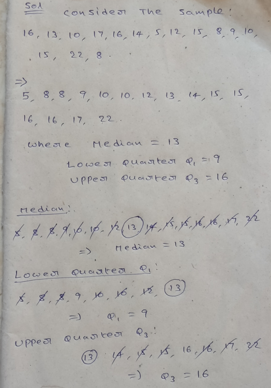 The Sol consider sample: 16, 13, 10, 17, 16, 14, 5, 12, 15, 8 9 10 22,8 is, =) 5, 8, 8, 9, 10, 10, 12, 3, 4, Is IS, 16, 16, 1