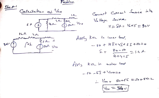 Problem Step! Calculation of Noh Convert Current Saree into 11 V aR = 16*5=804 ICR C + Apply kve in innerloor, - 80 of 16 lt