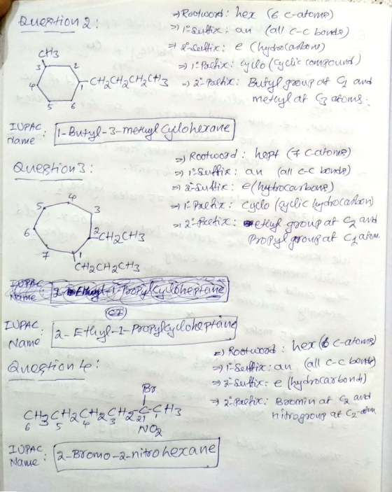 - Rootword: hez (6 C-atomo) Question 2: > 10 suffize: an Call c-c bonds) 31 de Seeffix: e Chedoo castone) 대3 » 1° Brefix: Cyc