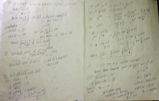 he e ra u= iz 20) п 21エー2 ニ.ct 111..janı 4- ⓒ Find all zed such Lhaf [İİ ) cz丰010rony.cornthroumbm (iii) AnlinIz))二.JIT C8hz