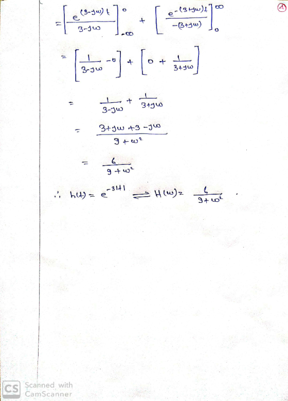 (3-3w)t e O e -Btw) 3-Ju 34Jw 3-ju) 3+Jw3-Jo 314 cS Scahned with CamScanner