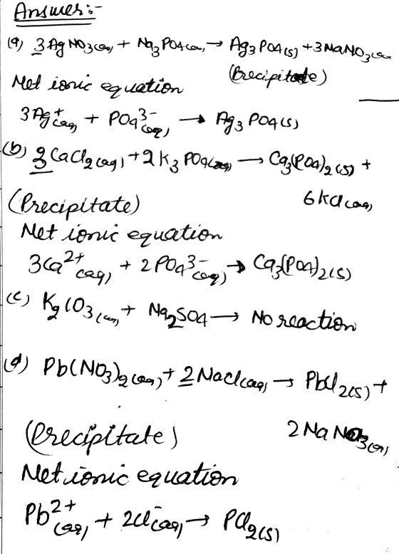 Нnқиль.- (9) 3 Ag Mo3 cas, + Naz Potca, Aga POA (s) + 3 MANO, -Metionic equation Precipitad de - 3 Agusan & POq? Aga POA (S)
