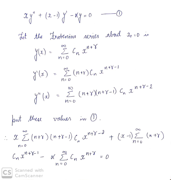 х (2-1) tthe trobenius AUies abad -0is nt n 0 n+Y- ntr)Cn 2) n=0 (ntYn+Y-) c, n-2 (a) n=0 values (n(n-)C Y- (x-)(n ) n= 0 n