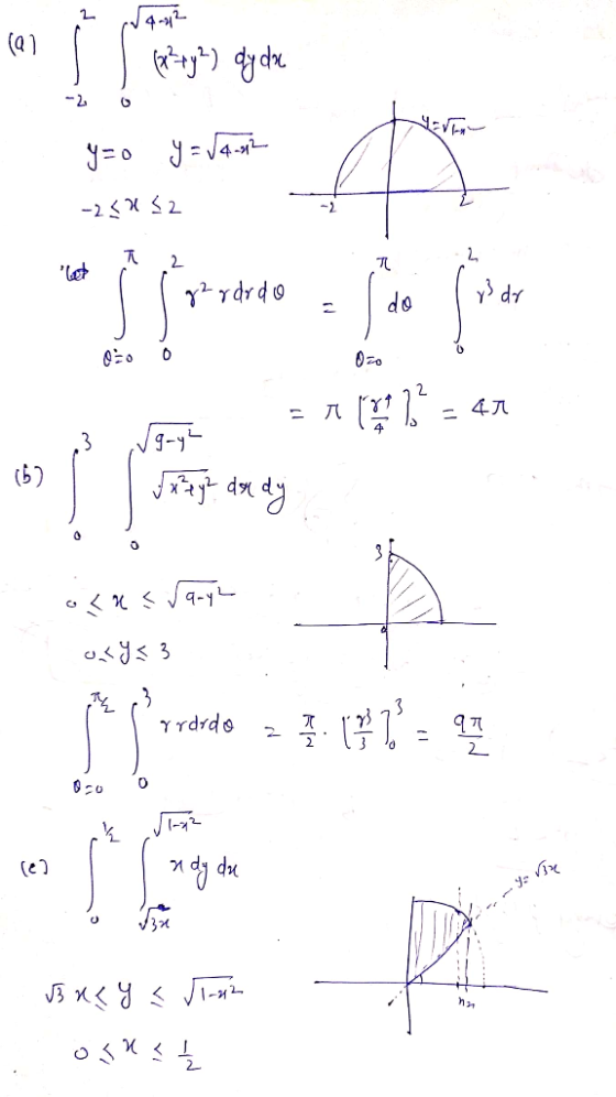 - J 4-2- (22+y?) dyda -. о У=o y = 4-я- -24 x 32 g2 r drdo eps з --- =л (1) - 4л (6) , 1 x zeye da dy ocasſa-y2 < }< 3 * (ттa