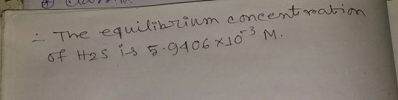 - The equilibrium concentration of Hos is 5.9406410 M.
