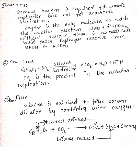 Ans: True Because oxygen is required for aerobic respiration but not for anaerobic respiration órepgen is the only molecule t