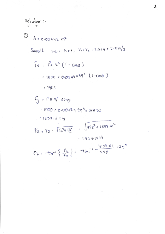 Solution .- Smooth ie : 1000 x 0.00 42 x291 (;-case ) 1924-1 N S 58.615 498