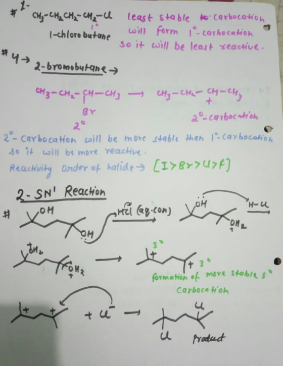 ギ CH,-cHaCHr 대1-d least to. Carbocation stable I-chlore butane so it ill be least reae Yom Br a®.cqrboいhan 2- Carbo ca tion a