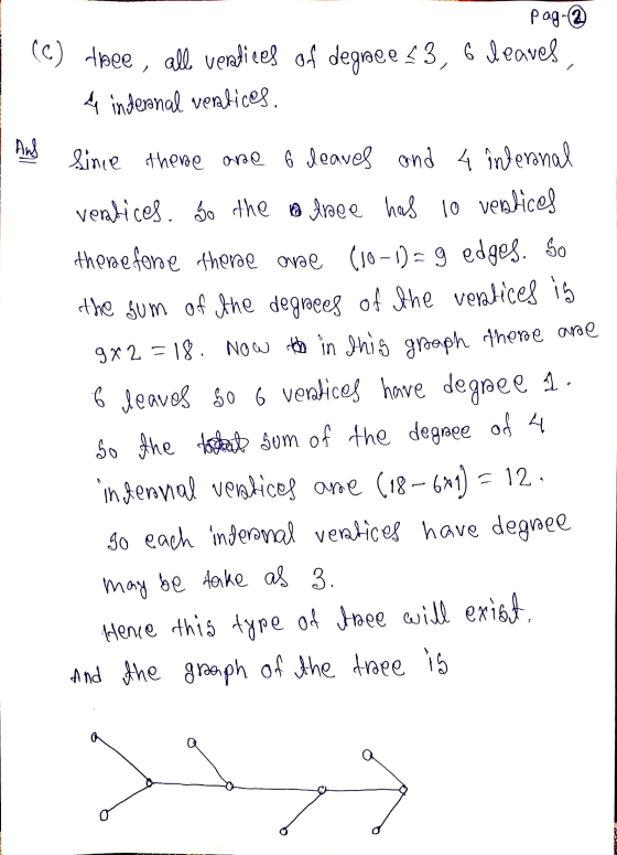 pag- (C) thee, alle vendices of degree 23, 6 leaves 4 indesanal venlices And since there are 6 leaves and 4 internal ventices
