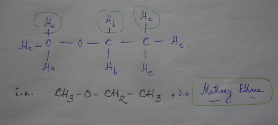 A Ha-c -o-c- c- He. ine. CH3 - O- CH₂ - CH3 de Methony Ethane