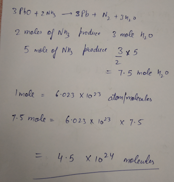 3 Pho t 2 Nhs 3 Ph + N2 +3 M, o produce 3 mele h,o 2 moles of Nh3 N produce 3 x 5 5 mele 2 7.5 mole 20 atomfmaleales 1mole 6-