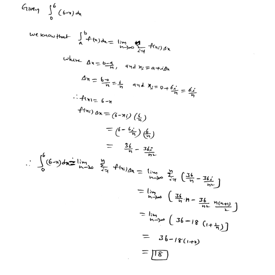 Given de (on) an we know that I fh) dn=lim no fini) in where Anab-qa, and nization Bn=60 = 0 and *;=o+6 = 612 hu i fini= 6-1
