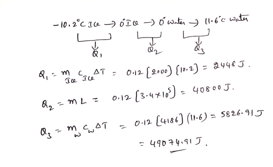 AT 0-12 200) [13.2) = 2496J 40800 J O-12 (3.410 5826.91J 0.12 (4186) (6) m AT 3 F49074.9J
