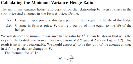Calculating the Minimum Variance Hedge Ratio The minimum variance hedge ratio depends on the relationship between changes in