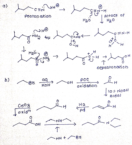a) CEN pootopabon GEN-H Attack of Ha Hao G کی HO +-- -GEN- NH2 C=NH 05 OCH H H Haöin OH NH beprotonabon b) ag KOH 00 in POG o