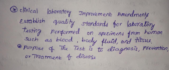 Establish clinical laboratory Improvement Amendments quality standards for laboratory testing performed on specimens from hum