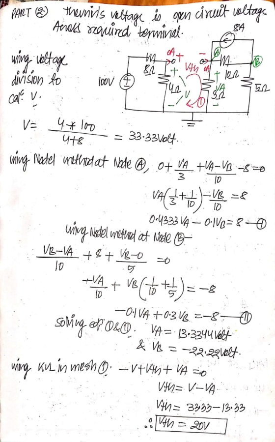 real PART 3) thenis voltage is open circuit voltage Aerass required terminal uning voltage 1 st olema division to caras 792