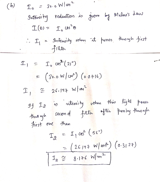 (b) 30.0 W/c Inteni ty redudiom i juom b Maluss dw Infenstty ushn t pames thnonyh first frlten I, c(21) (30.0 W/C 816) 2.14