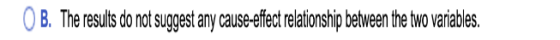 OB. The results do not suggest any cause-effect relationship between the two variables.