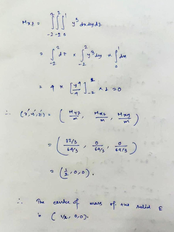 Mazz y dz -2-20 - Comés • chanter og en o ns M2 M 2 ,0,0), The in centre of mass of the solid (12,0,0). &