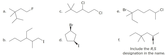 Br е. а. С. Br b. d. f. Include the R,S designation in the name.