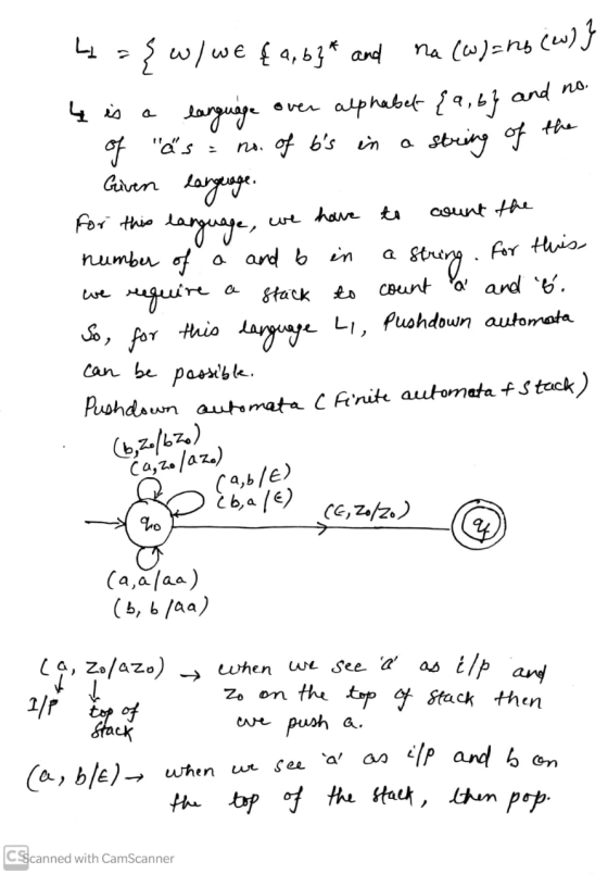 4 ={w/ we {a,b3* and na (w)= nb (ew) } ų is a language over alphabet {a,by and no. of äs = no. of bs in a string of the Giv