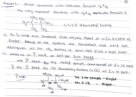 CH ,2,3, 3-fe tramotuł buła -) T 1.1 LcNng tuur Compound gives mu mo gignal at o 14 ppm ag e pealc ing