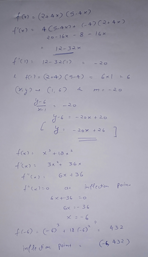 f(x) = (2+4+) (5-4x) f(x) = 4 C5_407+ (-4) (2+ 4 s) 20-16- 8 - 162 12-322 f( 12-32(1) -20 f(12= (2+4) (5-4) = 6*1 = 6 (rigg