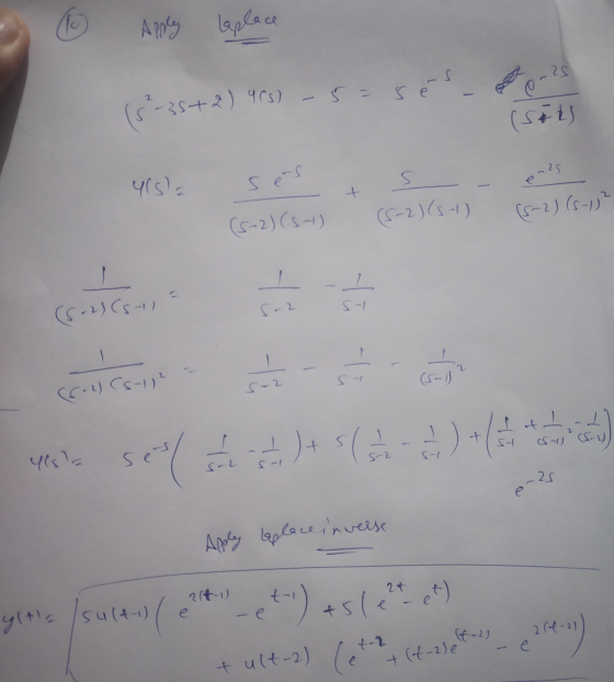 2 6 Apney Isplace 20-25 (5 -35+2) 9cs) - 5=ses uslo (5-2) (S-1) (5-2)(S-1) (S-2) (S-1)2 - selts(h)+( 44) Apply eplace inverse