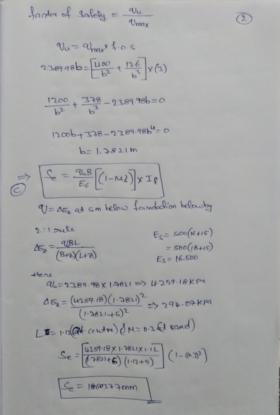 factor of tafely Vu &max Vu= a max fois 126 2389.98b- [4.00 X (3) 62 t 378 + - 2389.98b=0 b² 1200b+378-2389,9864-0 b=1.7821m
