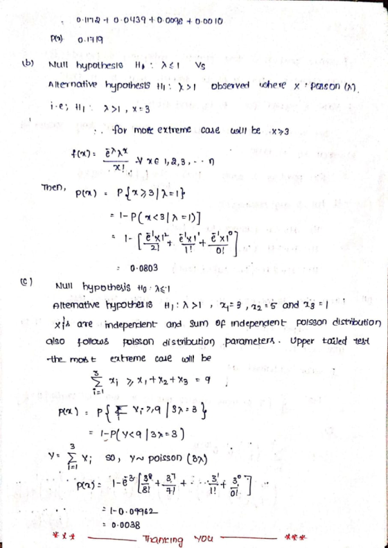 011 0.0439 0 008 +0.00 I0 O.719 b) Nul hypothesis H A< Vs Alternative hypothesis > observed ushere x paason ( e 1,x3 usl be x