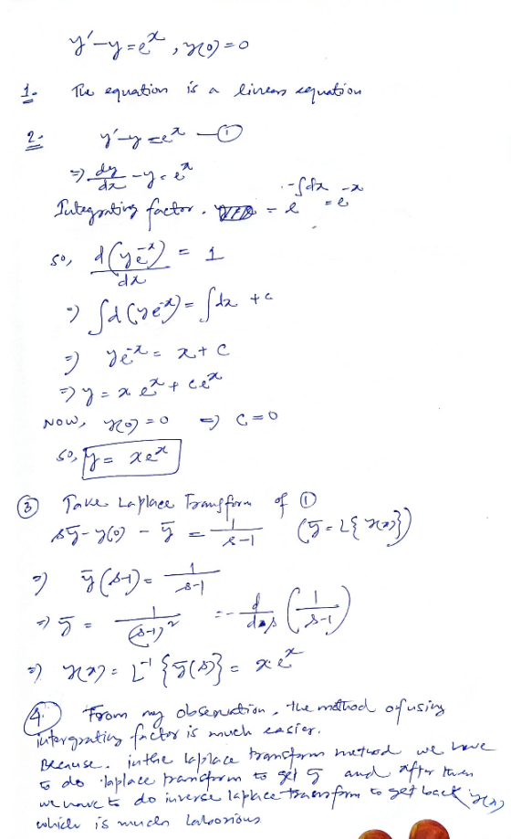 1. y_y=el, 70-0 The equation is a lineers sequation yyzet 2- se .-(cha x Integrating factor . VED - é so, d(ye2 da ? Sa Co