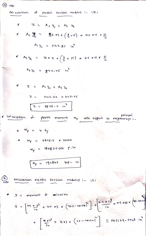 calculation of plastic section modulus - (2) z = Acte At It Ac - 22 x3 x Sc (+15) + Ors A15 * Is Actc 1145.25 in? ALYE 16 3 1