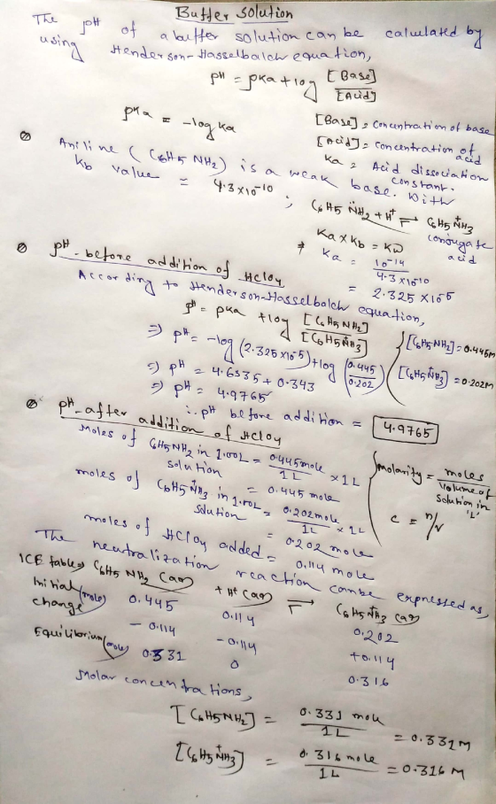 The oth Buffer solution of a buffer soluti tion can be calulated by ang Henderson- Hasselbalch equation, - pH = pkatlog EBase