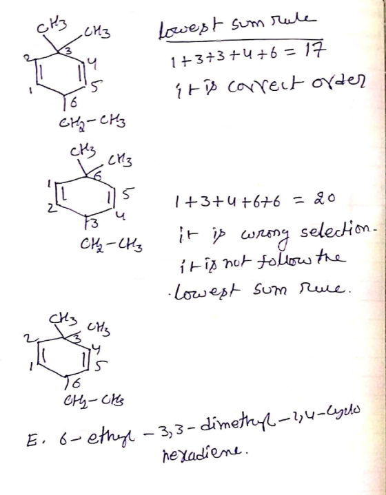Ofez CH3 lowest sum rule 1+3+3 +4 +6 = 17 iris correct order CH-CH3 tcrz 134 CH₂-Chle 1+3+4 +676 = 20 it is wrong selection.