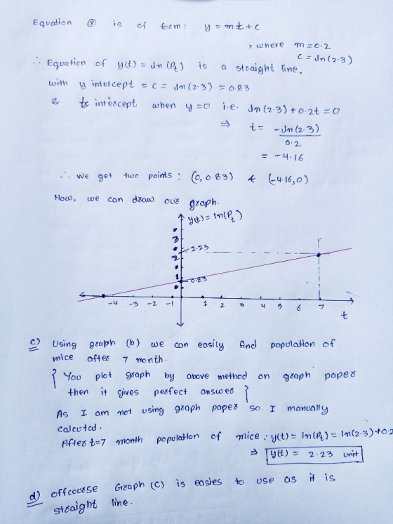 > where Equation is form: y=mt + c m=0.2 c = In (2.3) Equation of yd) = un ) is a straight line, with y intercept -cjm (2:3)