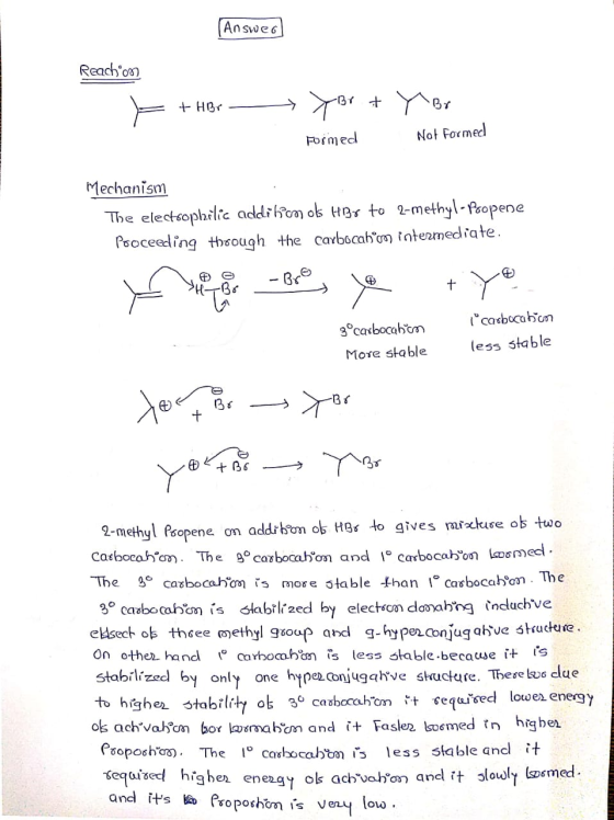 [Answers Reach.com F + HBr Br + YBr Formed Not Formed Mechanism The electrophilic addihools HBT to 2-methyl- Poopene Proceedi