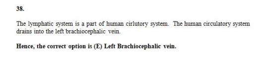The lymphatic system is a part of human cirlutory system. The human circulatory system drains into the left brachiocephalic v