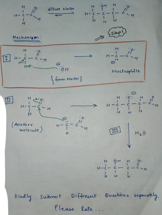 OH :0. dillute NaOH Н - - IlclH - H- C-C IUI H H H Mechanism: H I-0 - СИ HK :01 Nucleophile {from NaOH} © H 2:0 CH H-C- C - H