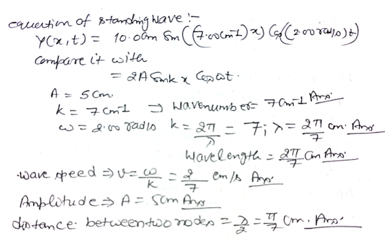 y havenumber tomt Ano equation of standing wave! yox,t) = 10.om Sm Cez.com?)a) (GC200 XW10) 5) Compare it with 2 A Sonk a Ces
