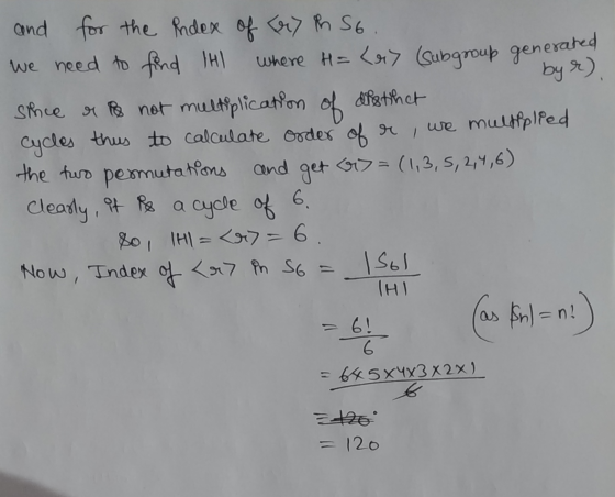 by r) and for the index of eryth S6. we need to find 141 where H=<i> (subgroup generated sihice & Po not multiplication of di