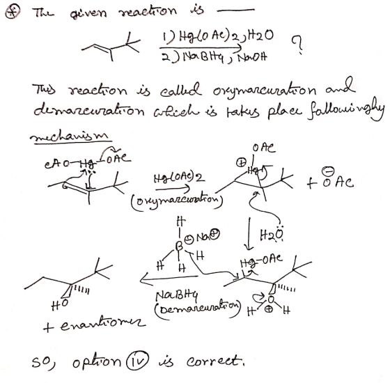 The given reaction is - [ DHJ60 Ae) 23H20 m 2) Na Bha, NaOH This reaction is called oxymarcuration and demarcuration which is