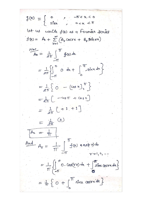 gr) = ० . , -कट x ८० on { sime i ocact let us white foe) as a fourier series LT : Fø= A + CA, Coxx + B, please) Meta Regis g