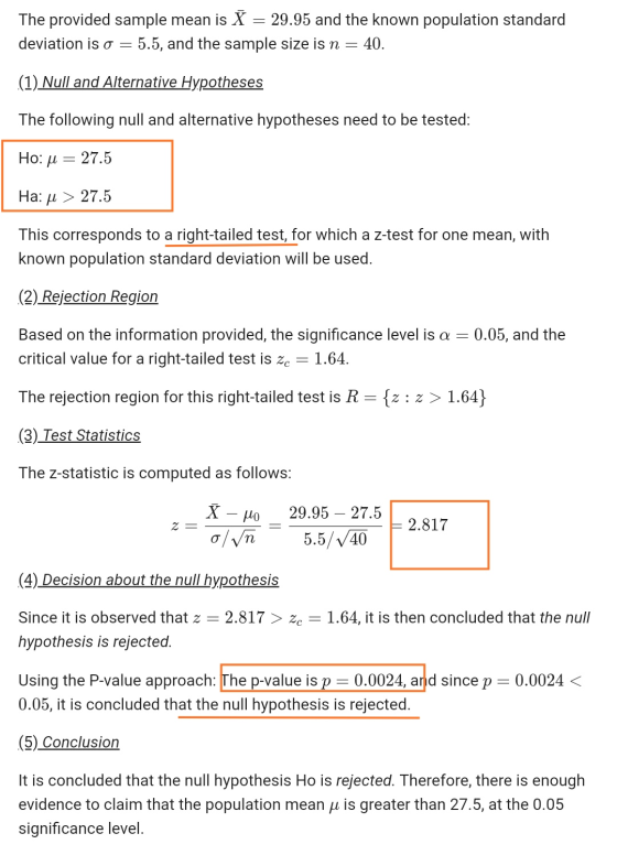 The provided sample mean is 7 = 29.95 and the known population standard deviation is o = 5.5, and the sample size is n = = 40