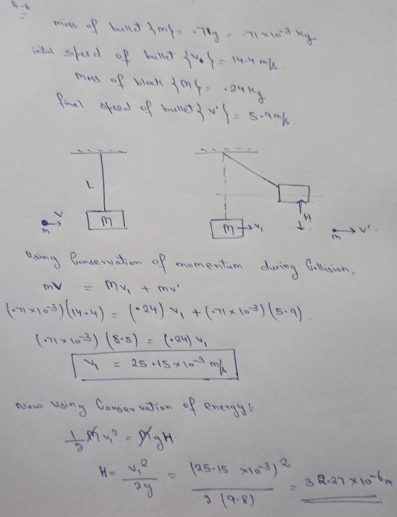 of bullet Imf Tg11x1073 kg initiat speed of hullet vol= 14.4 ml mws - ман 4 мача speed of bulled using Conservation of moment